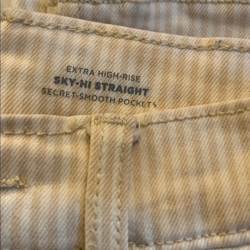 Old Navy Cream Striped Button-Fly Pants - Picture 6 of 6